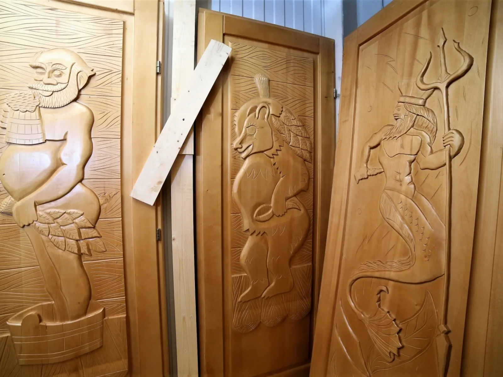 Дверь из липы 40 x 700 x 1900 мм, «Резная», Дед