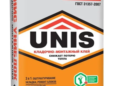 Клей кладочно-монтажный, Unis Униблок, 20 кг